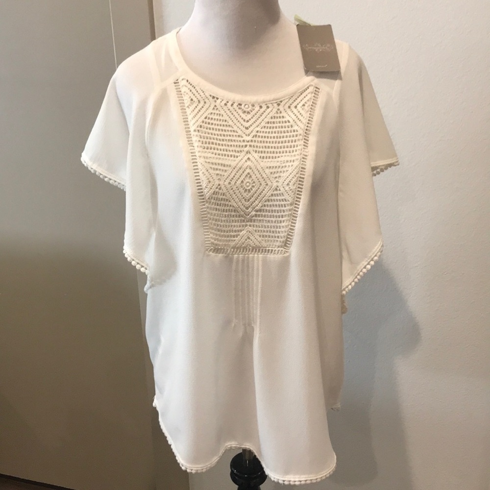 Anthropologie Meadow Rue Crochet Inset Blouse
